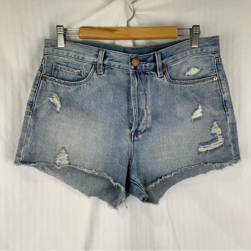 Blank NYC Distressed Cut-Off Cotton Light Denim Jean Shorts Daisy Duke Size 30